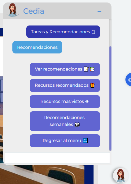 Subopcion Tareas y Recomendaciones